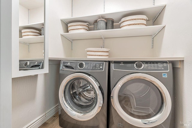 37 Angela Ave, San Anselmo, CA 94960 - washroom with washing machine and dryer, baseboards, and wood finished floors