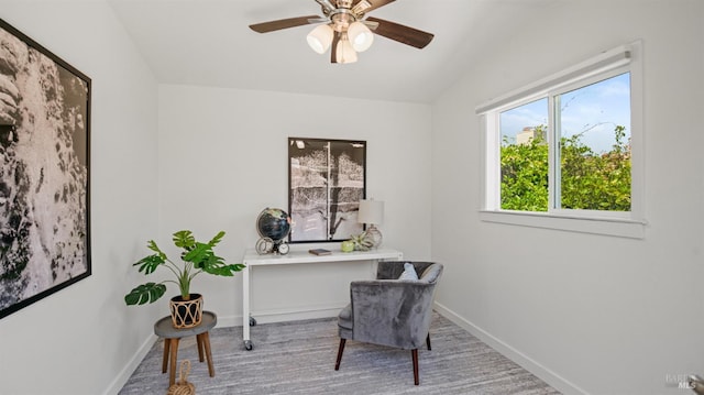 40 Staghound Psge, Corte Madera, CA 94925 - office space with baseboards, ceiling fan, and wood finished floors