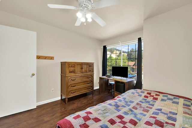 3327 Colonial Ct, Fairfield, CA 94534 - bedroom featuring dark wood-style flooring, baseboards, and ceiling fan