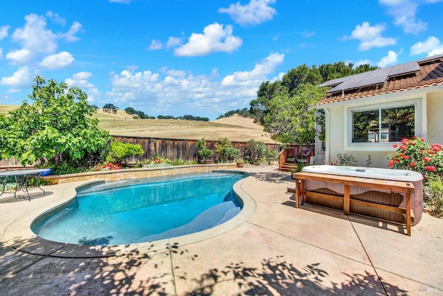 3327 Colonial Ct, Fairfield, CA 94534 - view of pool featuring a hot tub, a patio, a fenced backyard, and a deck