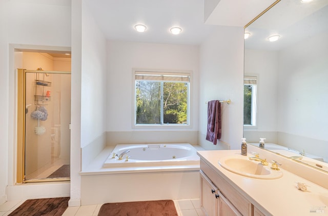 2016 Stonefield Ln, Santa Rosa, CA 95403 - bathroom with a tub with jets, vanity, and a shower stall