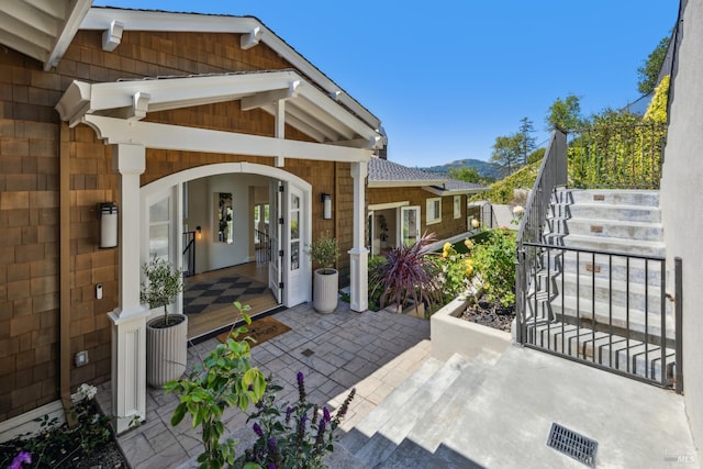 6 Live Oak Way, San Rafael, CA 94901 - view of patio featuring stairway and a mountain view