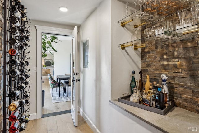 6 Live Oak Way, San Rafael, CA 94901 - wine area featuring light wood-type flooring and baseboards