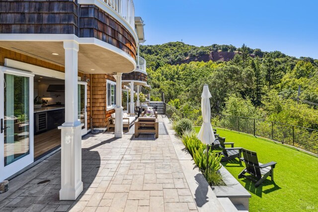 6 Live Oak Way, San Rafael, CA 94901 - view of patio / terrace with an outdoor living space and a wooded view