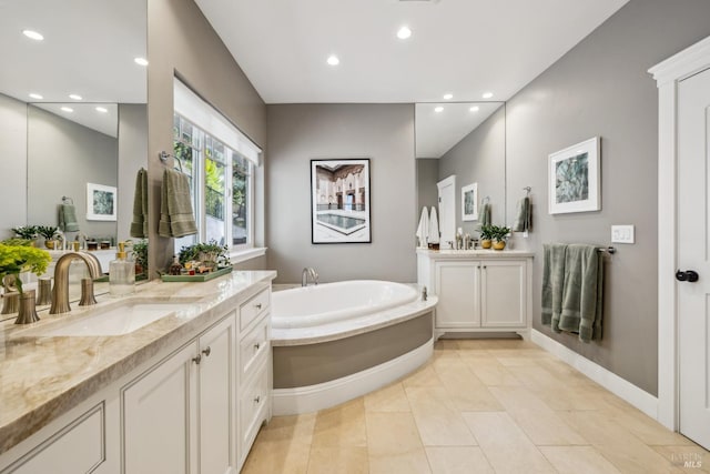 6 Live Oak Way, San Rafael, CA 94901 - full bath featuring recessed lighting, a garden tub, two vanities, and baseboards