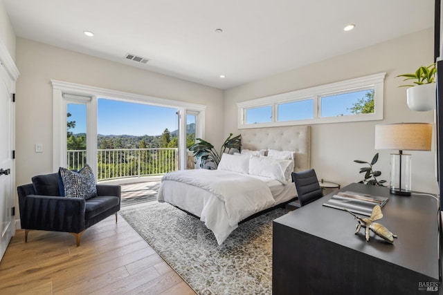 6 Live Oak Way, San Rafael, CA 94901 - bedroom with access to exterior, light wood-type flooring, and recessed lighting