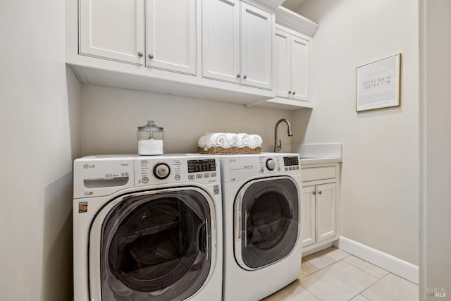 6 Live Oak Way, San Rafael, CA 94901 - laundry room featuring cabinet space, washer and clothes dryer, light tile patterned flooring, and baseboards