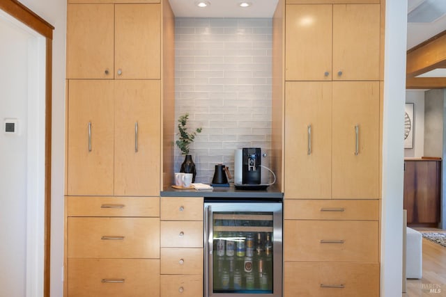 55 Durham Rd, San Anselmo, CA 94960 - indoor dry bar with beverage cooler, tasteful backsplash, and recessed lighting
