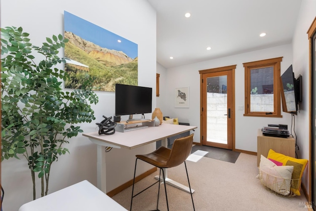 55 Durham Rd, San Anselmo, CA 94960 - home office featuring carpet flooring and recessed lighting
