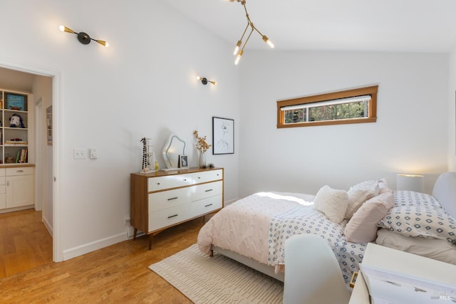 55 Durham Rd, San Anselmo, CA 94960 - bedroom featuring vaulted ceiling, light wood-style floors, and baseboards