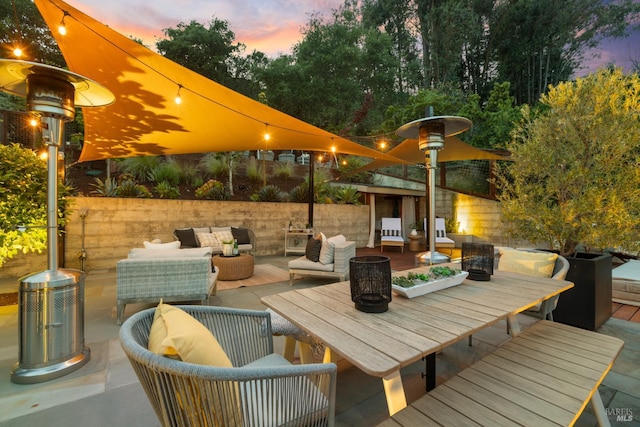 55 Durham Rd, San Anselmo, CA 94960 - patio terrace at dusk with an outdoor living space and a patio area