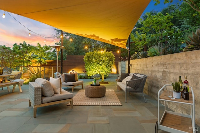 55 Durham Rd, San Anselmo, CA 94960 - patio terrace at dusk featuring a patio area and an outdoor living space