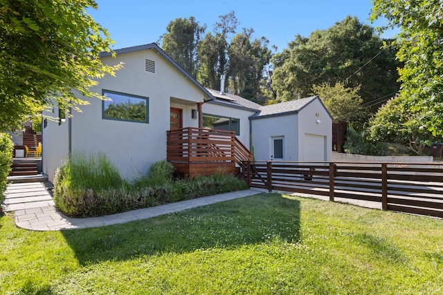55 Durham Rd, San Anselmo, CA 94960 - view of front of property featuring stucco siding and a wooden deck