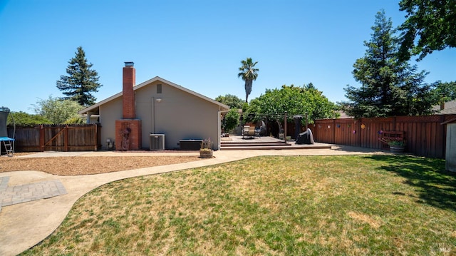 1523 Bruce Ct, Santa Rosa, CA 95401 - view of yard featuring a wooden deck, central AC, and a patio