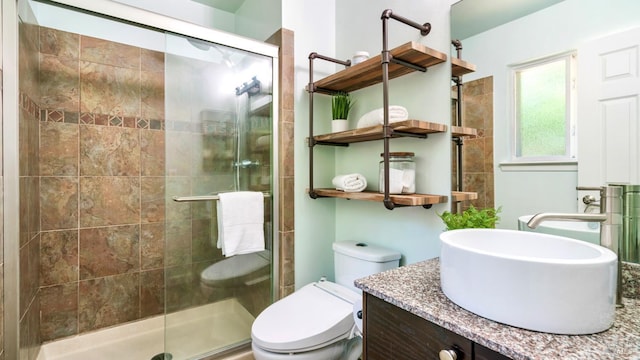 1523 Bruce Ct, Santa Rosa, CA 95401 - bathroom featuring toilet, vanity, and a stall shower