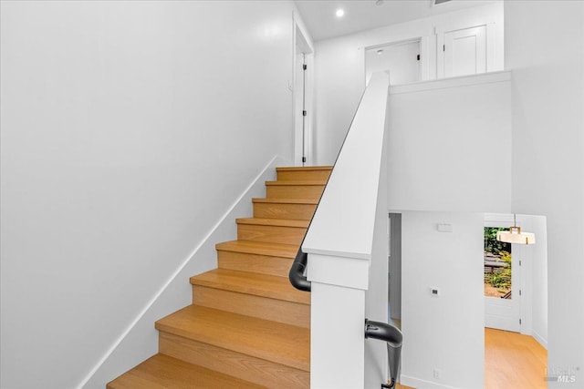 22 Cedar Ave, Kentfield, CA 94904 - stairs featuring recessed lighting and wood finished floors