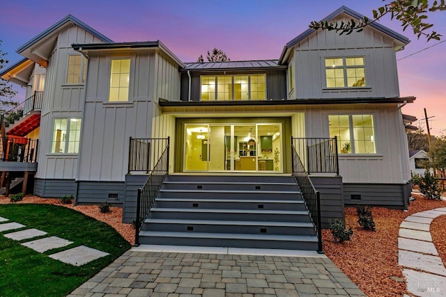22 Cedar Ave, Kentfield, CA 94904 - back of house featuring crawl space, board and batten siding, and stairway