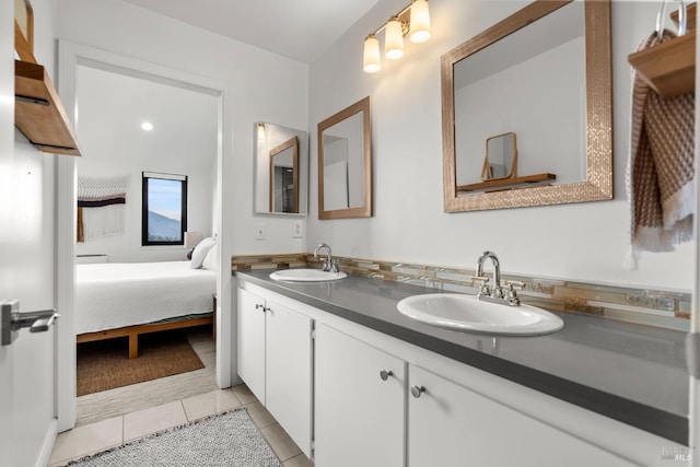402 Donahue St, Sausalito, CA 94965 - ensuite bathroom with tile patterned floors and double vanity