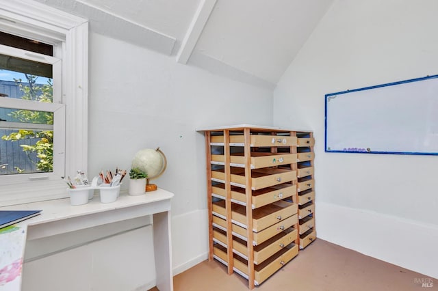 1753 15th St, San Pablo, CA 94806 - bedroom with lofted ceiling and finished concrete floors