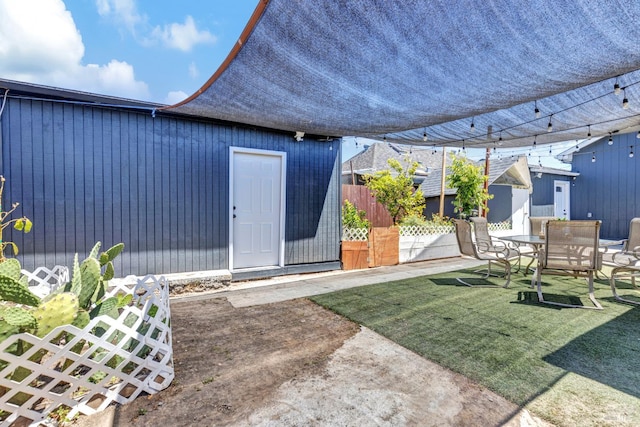 1753 15th St, San Pablo, CA 94806 - doorway to property with a patio area and outdoor dining space