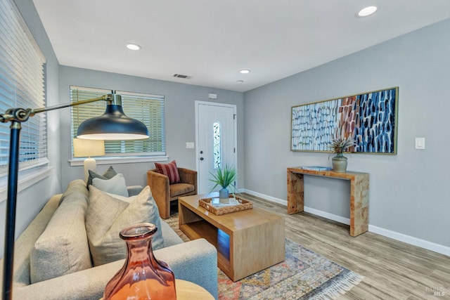 1753 15th St, San Pablo, CA 94806 - living area featuring wood finished floors, baseboards, and recessed lighting
