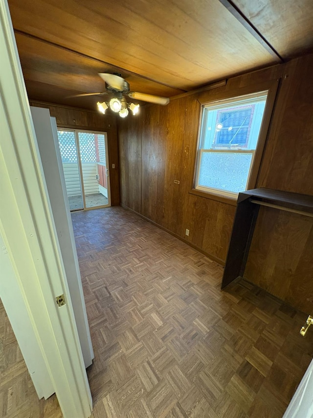 612 Union St, Isleton, CA 95641 - spare room featuring wooden walls, a ceiling fan, healthy amount of natural light, and wood ceiling