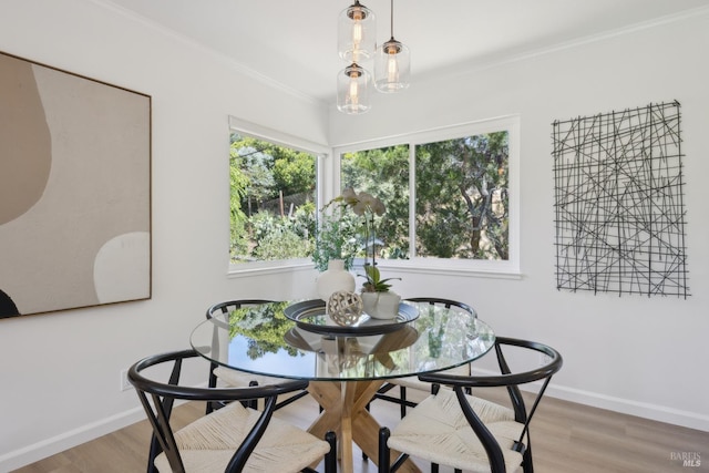 40 Redwood Ave, Corte Madera, CA 94925 - dining space featuring wood finished floors, baseboards, and crown molding
