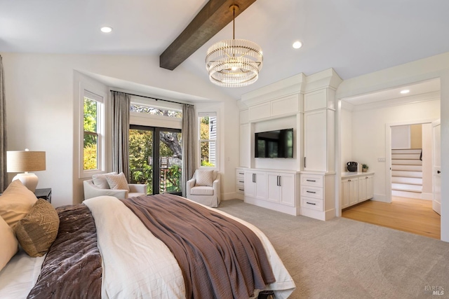 943 Appleridge Pl, Fairfield, CA 94534 - bedroom with light colored carpet, recessed lighting, and a chandelier