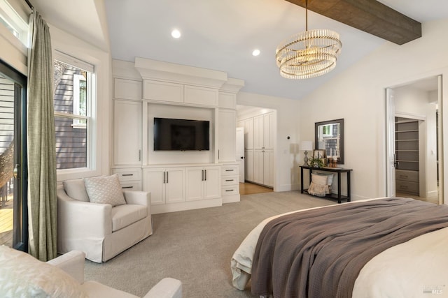943 Appleridge Pl, Fairfield, CA 94534 - bedroom featuring multiple windows, light carpet, a chandelier, and recessed lighting