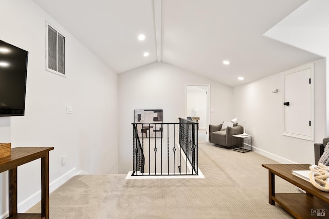 943 Appleridge Pl, Fairfield, CA 94534 - corridor with an upstairs landing, carpet, vaulted ceiling, and recessed lighting