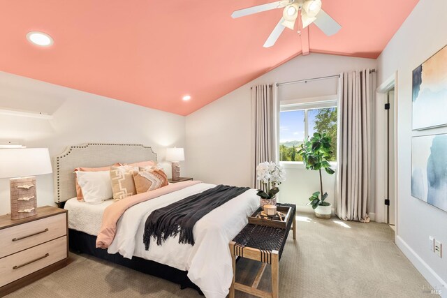 943 Appleridge Pl, Fairfield, CA 94534 - carpeted bedroom with vaulted ceiling, ceiling fan, and recessed lighting