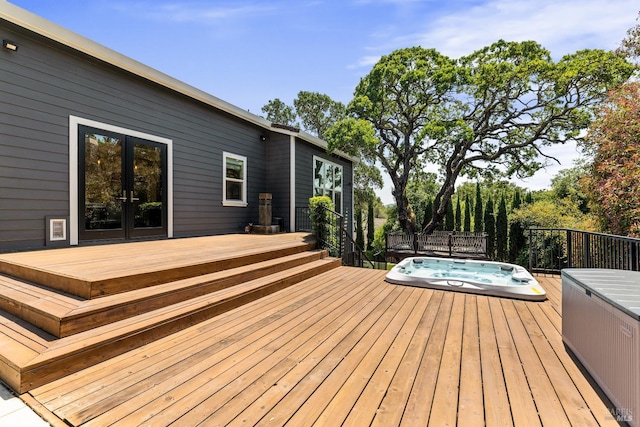 943 Appleridge Pl, Fairfield, CA 94534 - wooden deck featuring an outdoor hot tub and french doors