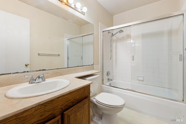 1417 Klamath Dr, Suisun City, CA 94585 - full bath featuring vanity, toilet, and shower / bath combination with glass door