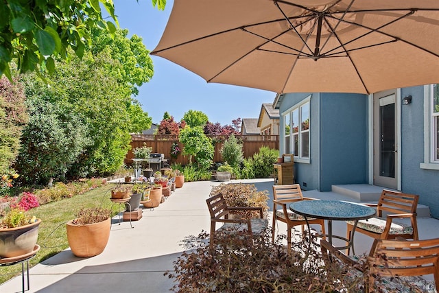 8596 Starr Rd, Windsor, CA 95492 - fenced backyard featuring a patio and grilling area