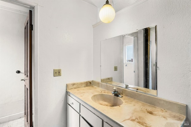 6048 Dawn Dr, Rohnert Park, CA 94928 - bathroom with vanity and ornamental molding