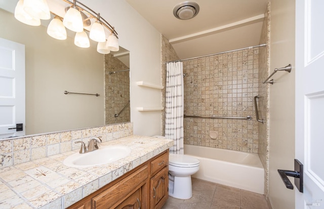1043 La Quinta Ct, Napa, CA 94559 - bathroom with vanity, shower / tub combo with curtain, tile patterned floors, and toilet