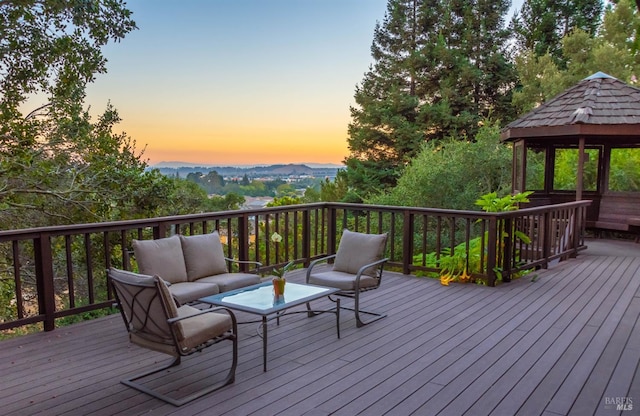 1043 La Quinta Ct, Napa, CA 94559 - deck with an outdoor hangout area and a gazebo