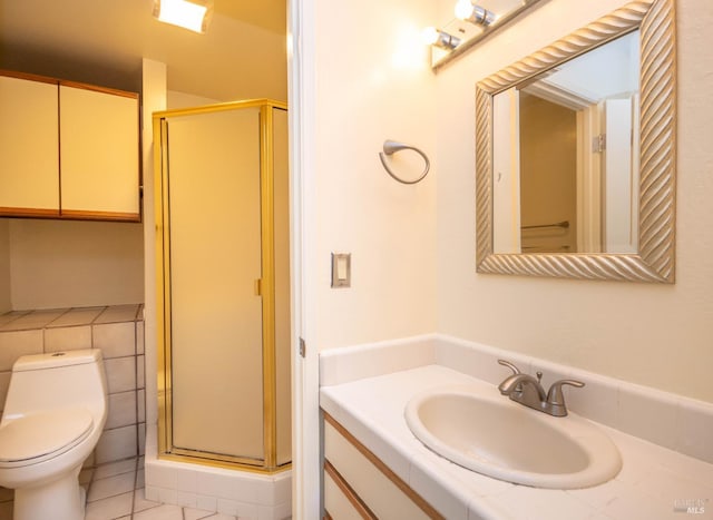 1043 La Quinta Ct, Napa, CA 94559 - full bath featuring a stall shower, vanity, toilet, and tile patterned floors