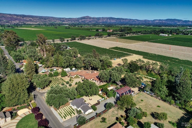 1067 Darms Ln, Napa, CA 94558 - aerial view of property's location with rural landscape, abundant farmland, and a mountain backdrop