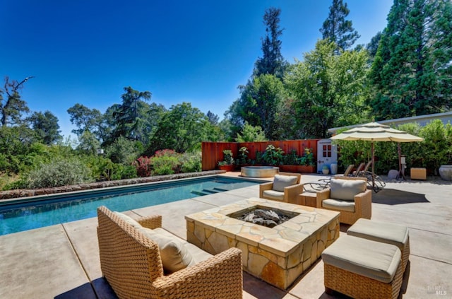 1067 Darms Ln, Napa, CA 94558 - view of pool with a fire pit and a patio
