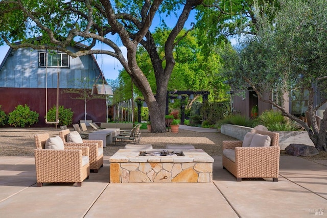 1067 Darms Ln, Napa, CA 94558 - view of patio with an outdoor living space with a fire pit