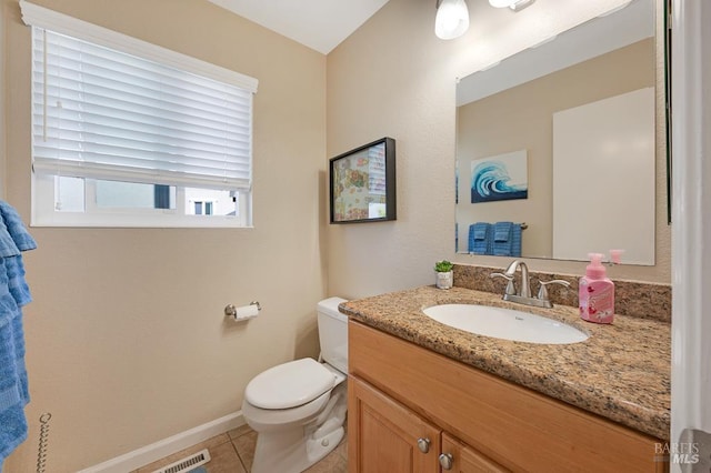 1405 Montana Pl, Rohnert Park, CA 94928 - half bath featuring vanity, toilet, tile patterned flooring, and baseboards
