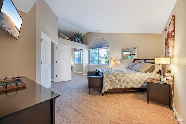 1405 Montana Pl, Rohnert Park, CA 94928 - bedroom with lofted ceiling, light carpet, and baseboards