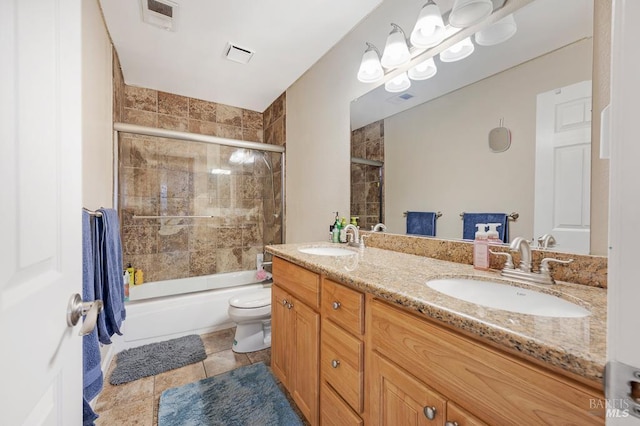 1405 Montana Pl, Rohnert Park, CA 94928 - full bath featuring toilet, double vanity, and bath / shower combo with glass door