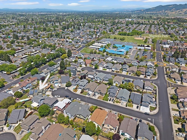 1405 Montana Pl, Rohnert Park, CA 94928 - aerial view of property's location with nearby suburban area and a mountainous background