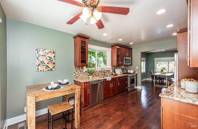 225 Berna Ave, Napa, CA 94559 - kitchen with appliances with stainless steel finishes, healthy amount of natural light, light stone countertops, and recessed lighting