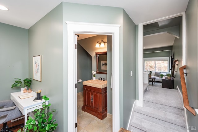 225 Berna Ave, Napa, CA 94559 - bathroom with vanity, tile patterned flooring, and baseboards