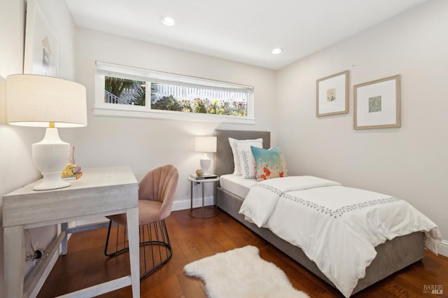1131 W California Ave, Mill Valley, CA 94941 - bedroom featuring baseboards, wood finished floors, and recessed lighting