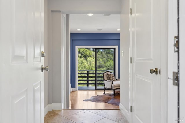 1131 W California Ave, Mill Valley, CA 94941 - tiled foyer entrance with baseboards and recessed lighting