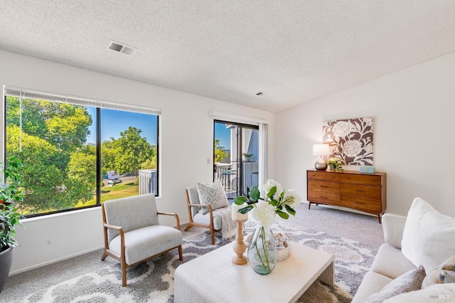 2000 Clearview Cir, Benicia, CA 94510 - living area featuring healthy amount of natural light, carpet flooring, a textured ceiling, and baseboards